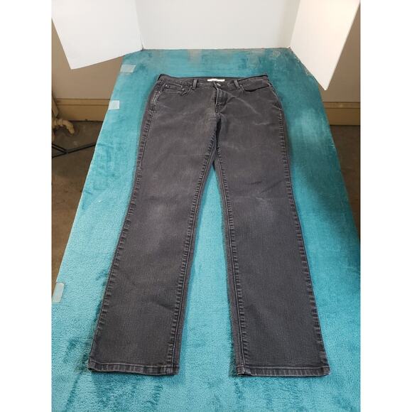 Levis 505 Jeans Sz 10 Womens Black Pants Stretch Ladies Denim Mid Rise Straight - Picture 1 of 15